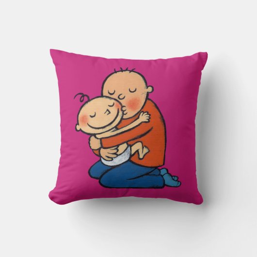 Pap en Baby Hugging Kussen (Voorkant)
