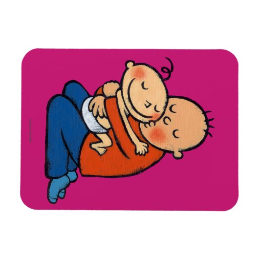 Pap en Baby knuffelen Magneet (Horizontaal)