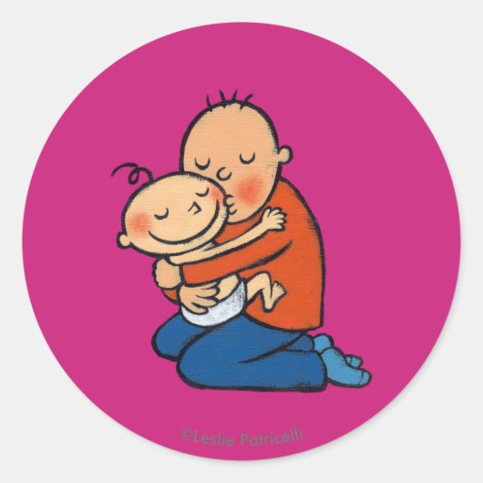 Pap en Baby knuffelen Ronde Sticker (Voorkant)