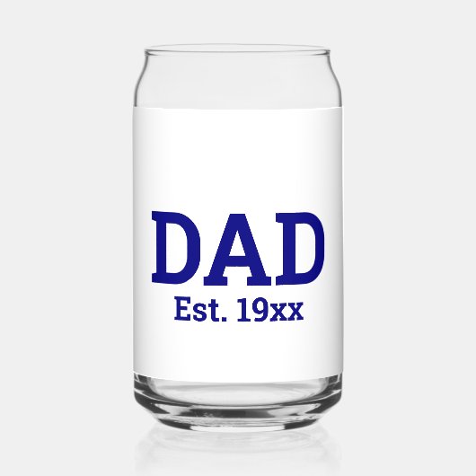 Pap Est. 19xx Navy Blue Tekst Sjabloon Blikvorm Glas (Achterkant)