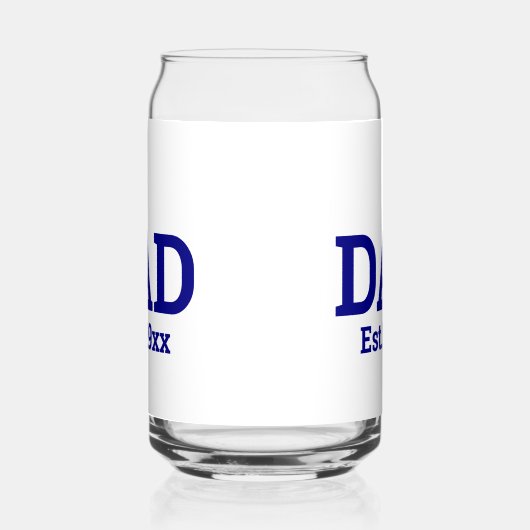 Pap Est. 19xx Navy Blue Tekst Sjabloon Blikvorm Glas (Rechts)