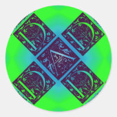 Pap Fancy tekst groene blauwe achtergrond Ronde Sticker (Voorkant)