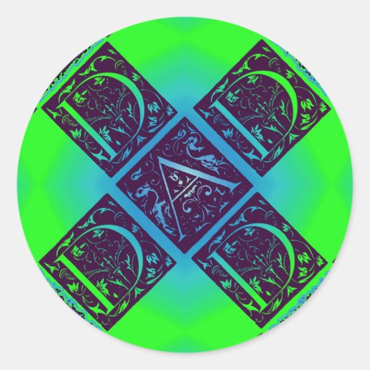 Pap Fancy tekst groene blauwe achtergrond Ronde Sticker (Voorkant)