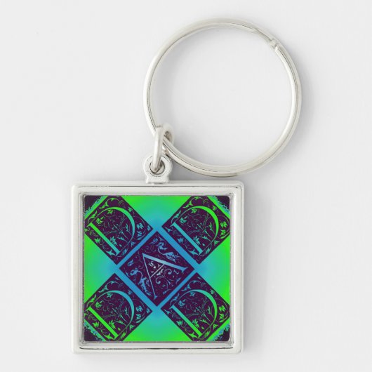 Pap Fancy tekst groene blauwe achtergrond Sleutelhanger (Voorkant)