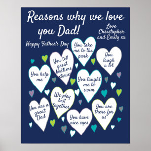 Pap Fathers Day Redenen van liefde voor cadeautjes Poster