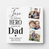 Pap First Love Forever Hero Personalized 3 Foto Fotoplaat (Voorkant)