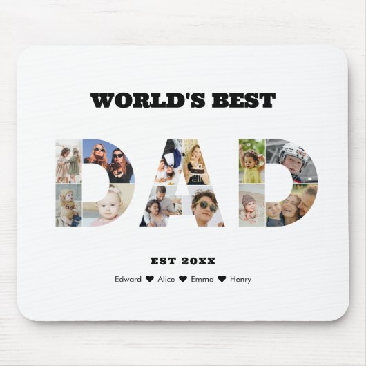 Pap Foto Collage Cutout Vaderdag Verjaardag Muismat (Voorkant)