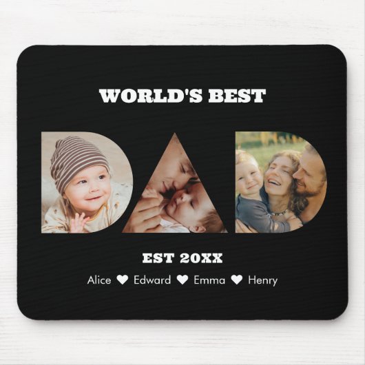 Pap Foto Collage Cutout Vaderdag Verjaardag Muismat (Voorkant)