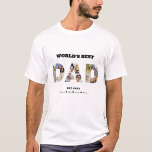 Pap Foto Collage Cutout Vaderdag Verjaardag T-shirt