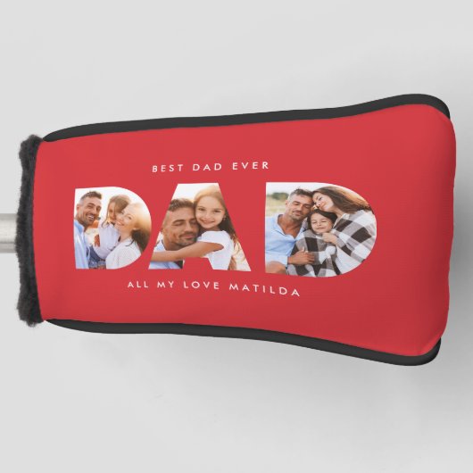 Pap foto moderne typografische kindercadeau golfheadcover (Voorkant)