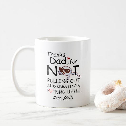 Pap Funny Sperm Bedankt pap voor niet-uittrekken Koffiemok (Met donut)