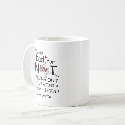 Pap Funny Sperm Bedankt pap voor niet-uittrekken Koffiemok (Voorkant links)