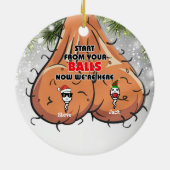 Pap Funny Sperm begint met je buien. Keramisch Ornament (Achterkant)