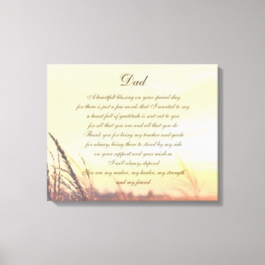 Pap gedicht canvas afdruk (Voorkant)