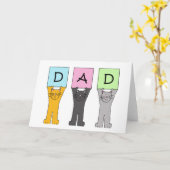 Pap Happy Vaderdag Cartoon Cats Kaart (Gele Bloem)