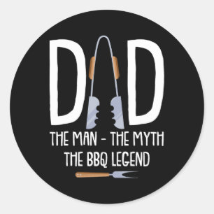 Pap het Man De mythe De BBQ Legende Funny Rbecue P Ronde Sticker