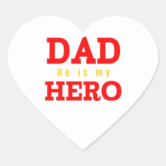 Pap Hij is mijn held Hart Sticker (Voorkant)