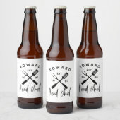 Pap hoofd chef-kok-bq grillig kerstfeest moderne bier etiket (Flessen)