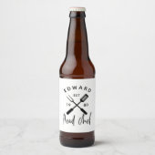 Pap hoofd chef-kok-bq grillig kerstfeest moderne bier etiket (Voorkant)