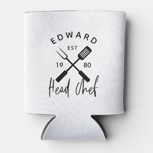 Pap hoofd chef-kok-bq grillig kerstfeest moderne blikjeskoeler (Voorkant)