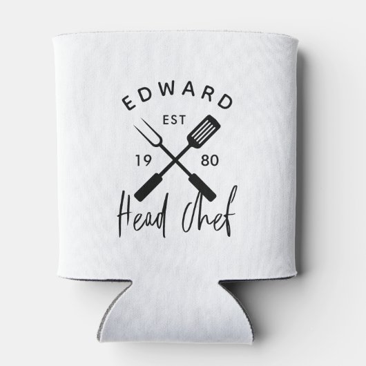 Pap hoofd chef-kok-bq grillig kerstfeest moderne blikjeskoeler (Achterkant)