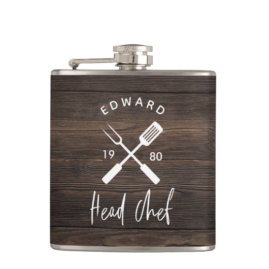 Pap hoofd chef-kok-bq grillig kerstfeest moderne heupfles (Voorkant)