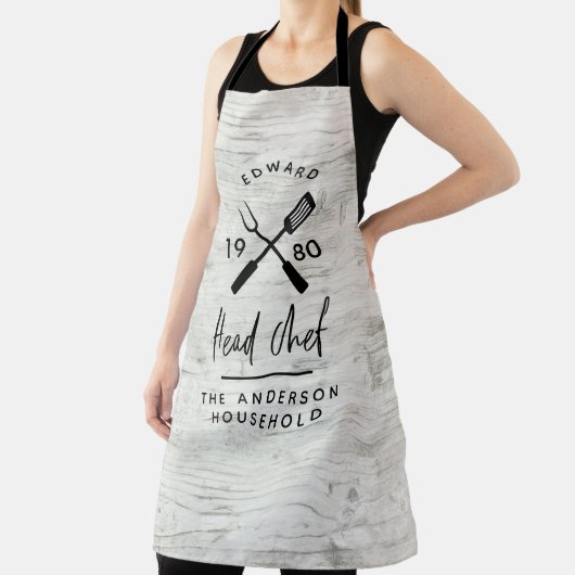 Pap hoofd chef-kok-bq grillig kerstfeest moderne schort (Insitu)