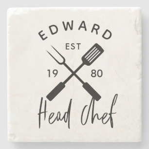 Pap hoofd chef-kok-bq grillig kerstfeest moderne stenen onderzetter