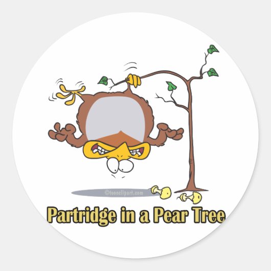 pap in parelboom , eerste kerstdag ronde sticker (Voorkant)