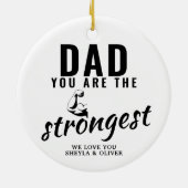 Pap je bent de sterkste kerstman keramisch ornament (Achterkant)