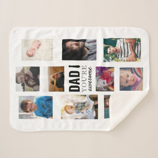 Pap, je bent geweldige Gezin Collage Kinder Dochte Sherpa Deken (Voorkant (horizontaal))