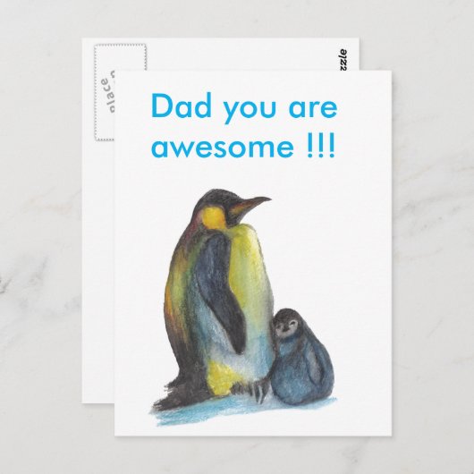 Pap, je bent geweldige pinguïns Briefkaart (Voorkant / Achterkant)