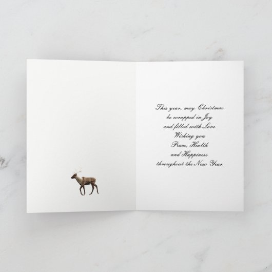 Pap, kerstscène met rendier feestdagen kaart (Binnen)