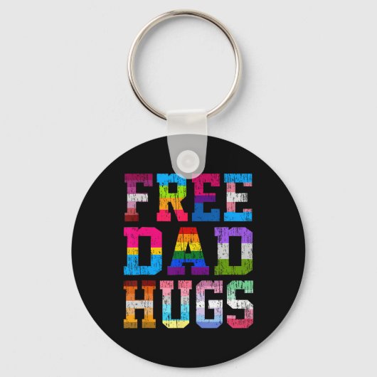 Pap knuffelt voor Pride Maand LGBT Vaders Dag Sleutelhanger (Voorkant)