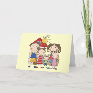 Pap, mama, grote zus, middelste zus, broertje kaart
