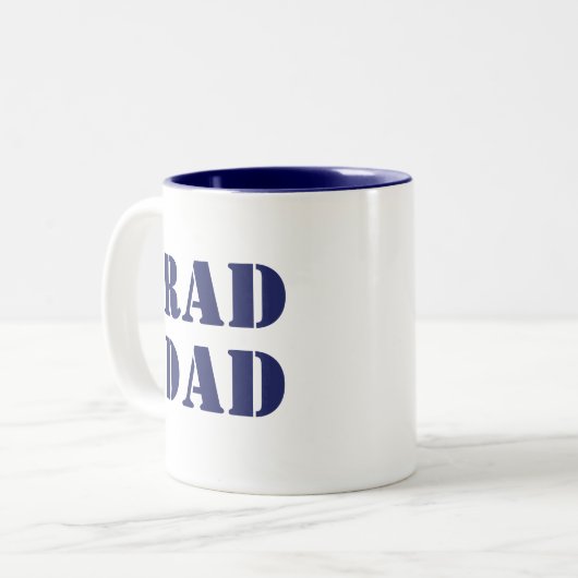 Pap marineblauw, wit en modern tweekleurige koffiemok (Voorkant links)