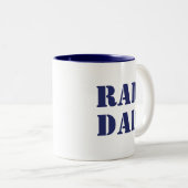 Pap marineblauw, wit en modern tweekleurige koffiemok (Voorkant rechts)