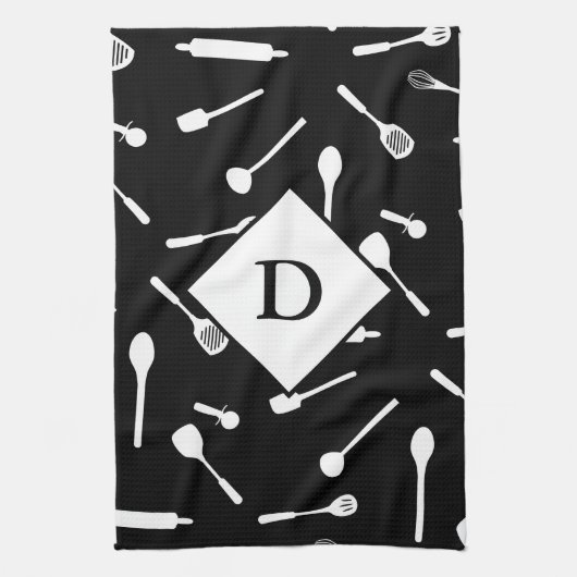 Pap Monogram Black Kitchen Towel Theedoek (Verticaal)