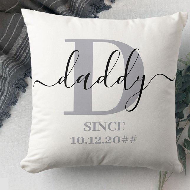 Pap Monogram Elegant Script Silver Grey Kussen (Creator heeft geüpload)