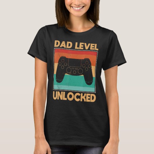 Pap Niveau Ontgrendelde pap Gamer Vaderdag T-shirt (Voorkant)