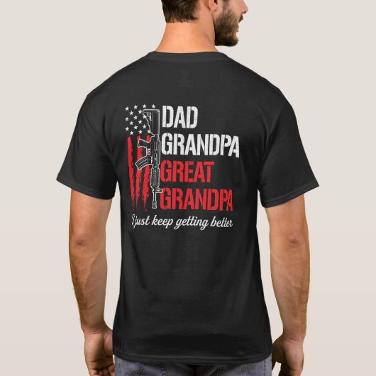 Pap, opa, opa, ik word steeds beter t-shirt (Achterkant)