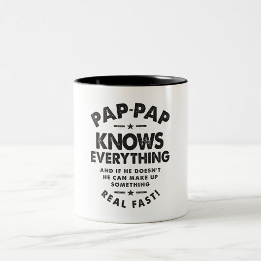 Pap-Pap kent alles - Ideaal voor Grandpas Tweekleurige Koffiemok (Center)
