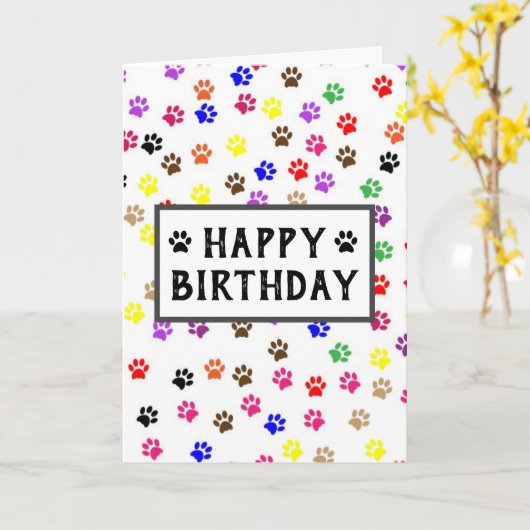 Pap Pap Pap Pawschilderafdrukken Kaart (Gele Bloem)