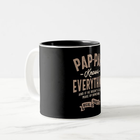 Pap-Pap weet alles - pa opa Tweekleurige Koffiemok (Voorkant links)