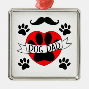 Pap Paw en rode harttekening Metalen Ornament