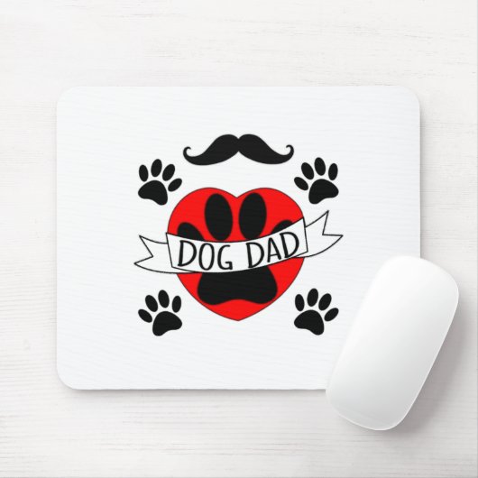 Pap Paw en rode harttekening Muismat (Met muis)
