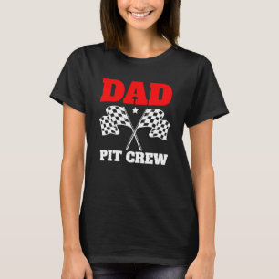 Pap Pit Crew Gecontroleerde vlag Birthday Racing T-shirt