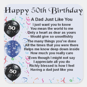 Pap Poem 50th Birthday Vierkante Sticker