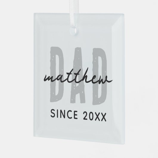 Pap Sinds 20XX Modern Eenvoudig Preppy Glas Ornament (Voorkant links)