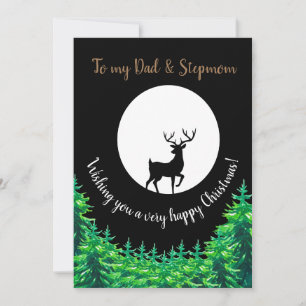 Pap + Stepmam Moonlit Stag Editable Kerstmis Feestdagenkaart